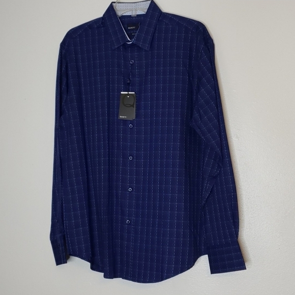 NEW Quieti Mens Dobby Plaid Flip Cuff Fine Cotton Shirt Med Dress Luxurious - Picture 14 of 15